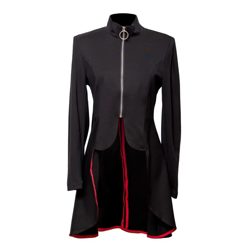 Patrizia Luca Women's High Low Front Zipper Black Tailcoat Jacket Size XS NWT